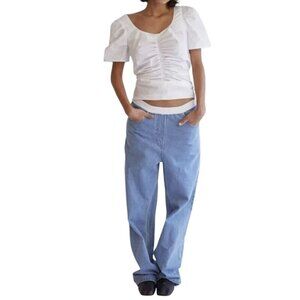 Thakoon Denim High Rise Wide Leg Jeans Side Zip NWT Sz 10